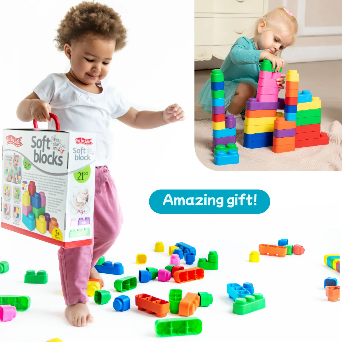 Soft Blocks 21 pieces for Toddlers 3  Years