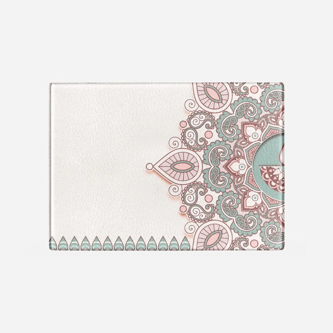 Soft Rangoli Tempered Glass Cutting Board 15.75" X 11.5" - Designed by Michigan Artists