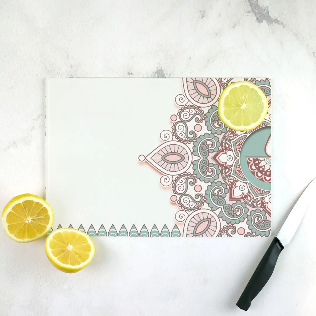 Soft Rangoli Tempered Glass Cutting Board 15.75" X 11.5" - Designed by Michigan Artists