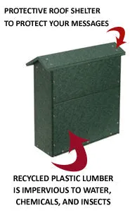 Standing Outdoor Message Center Cork Board 45" x 30" | Locking Sliding Doors Display Case Built with Eco-Design Faux Wood
