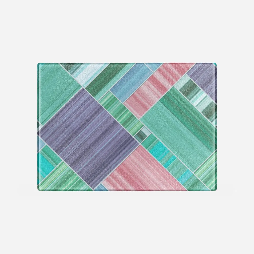Summer Striations Tempered Glass Cutting Board 15.75" X 11.5" - Designed by Michigan Artists