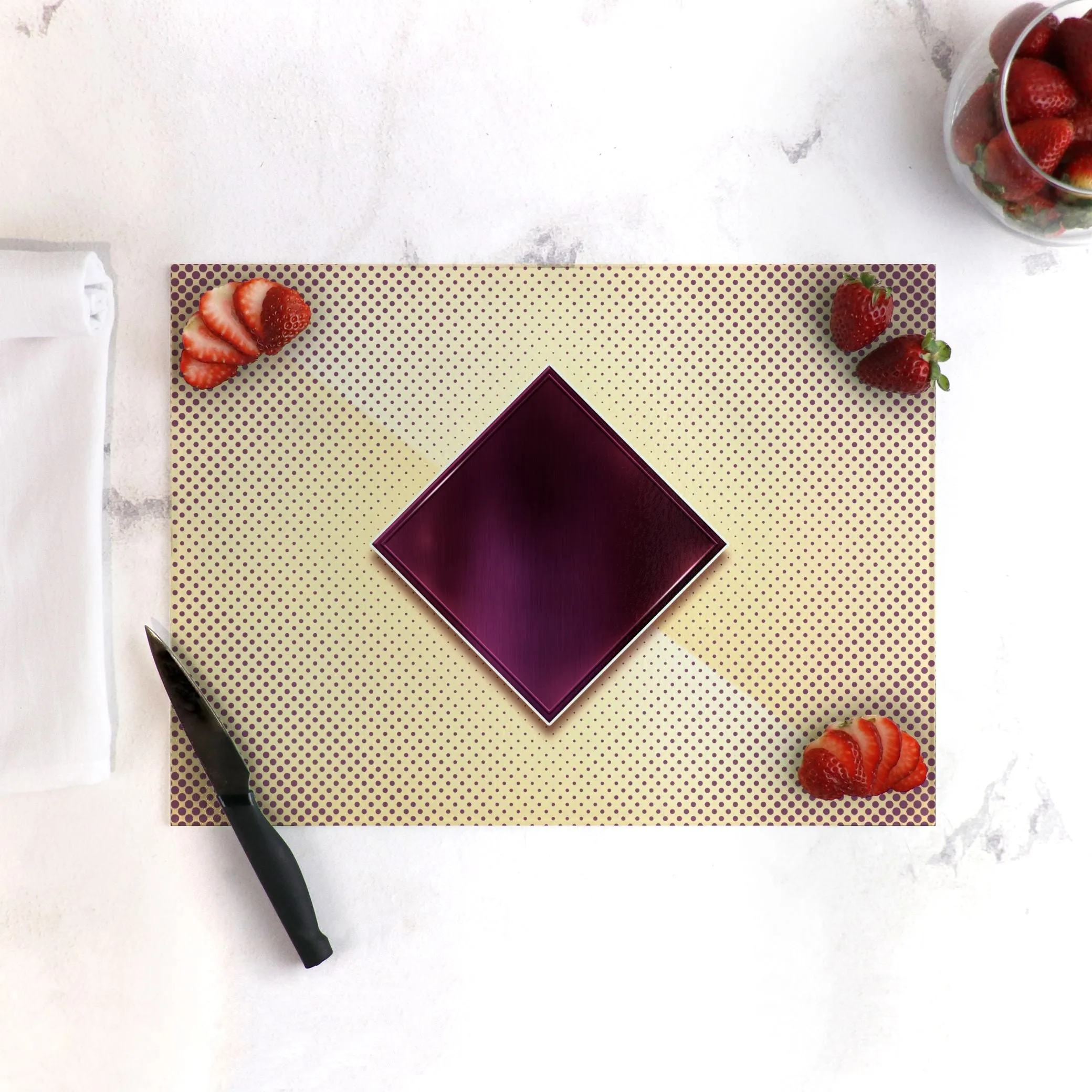To the Point Tempered Glass Cutting Board 15.75" X 11.5" - Designed by Michigan Artists