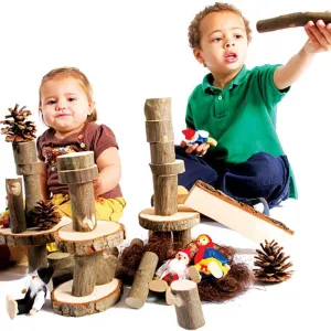 Tree Blocks With Bark 36pcs