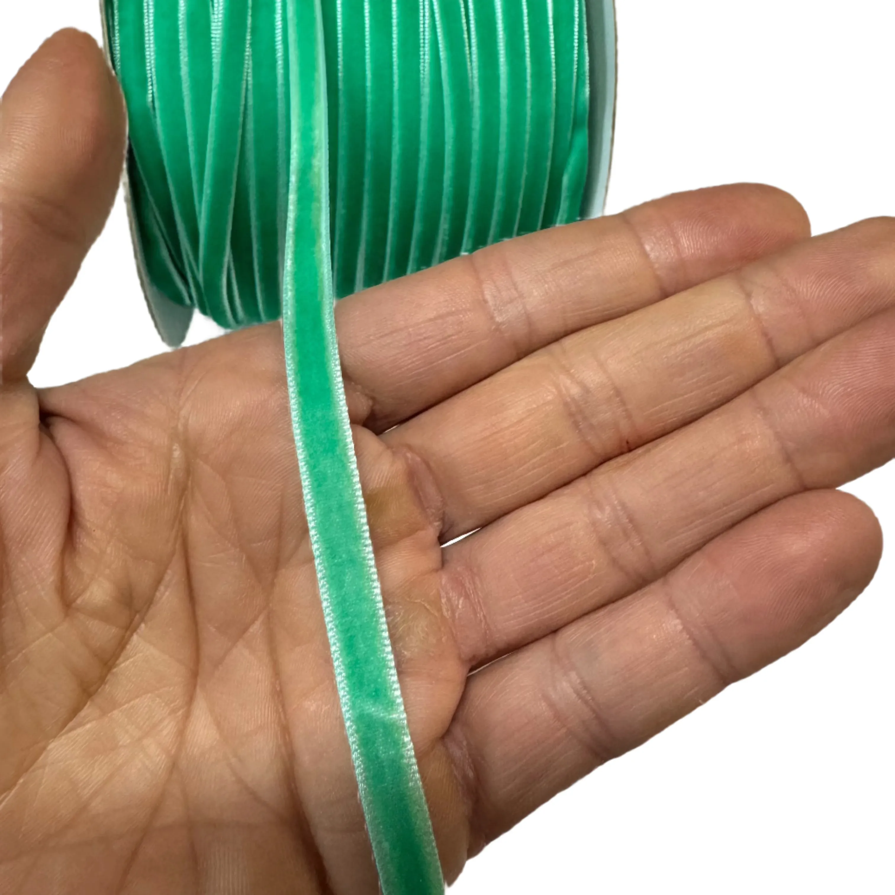 Velvet Single Face 6mm Soft Ribbon per 10 mtrs - Spearmint