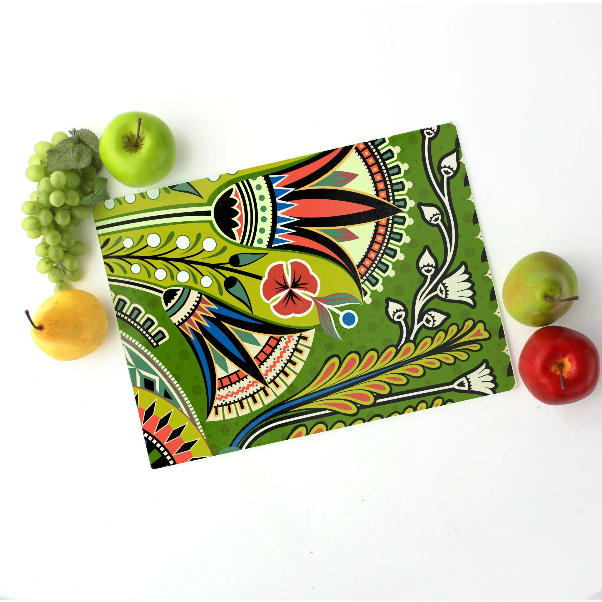 Victorian Garden Tempered Glass Cutting Board 15.75" X 11.5" - Designed by Michigan Artists