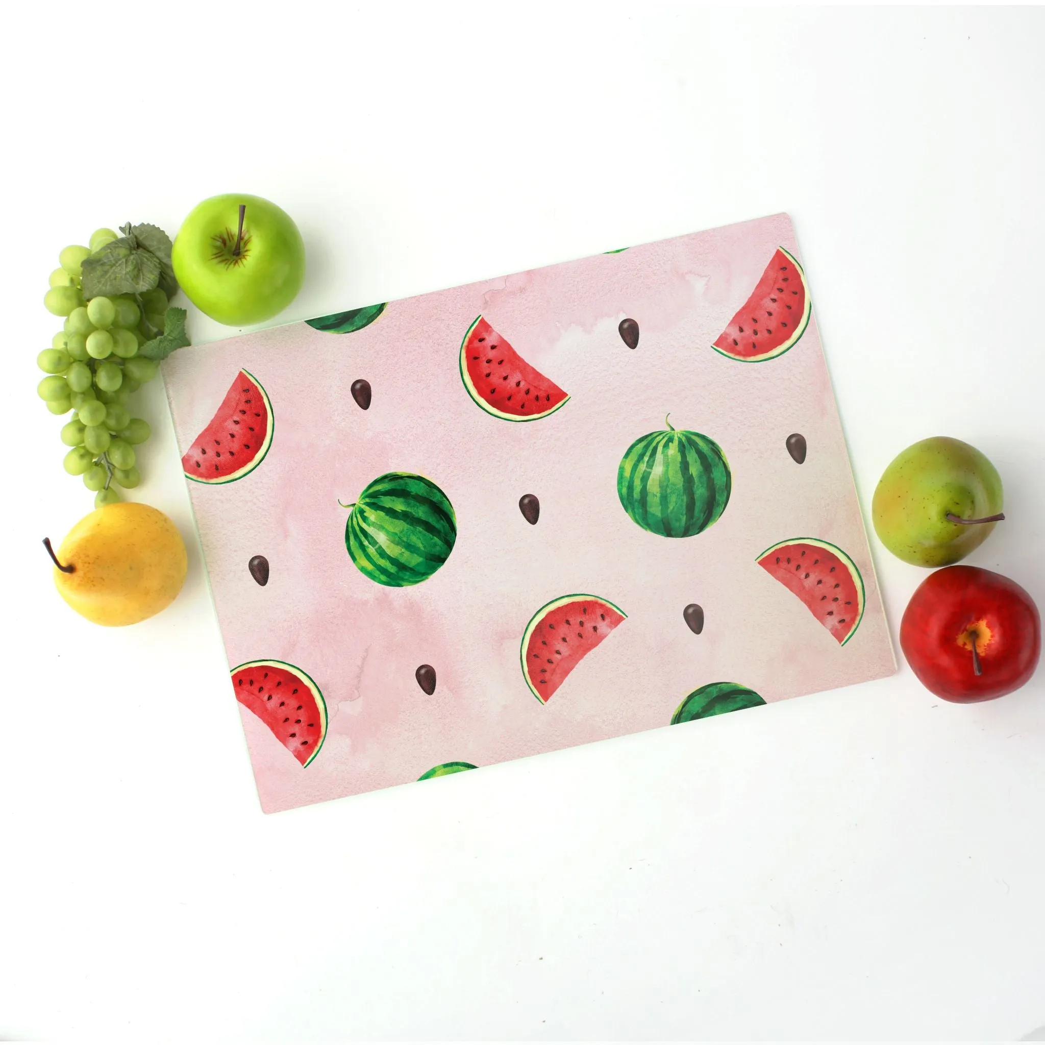 Watermelon Sugar Tempered Glass Cutting Board 15.75" X 11.5" - Designed by Michigan Artists