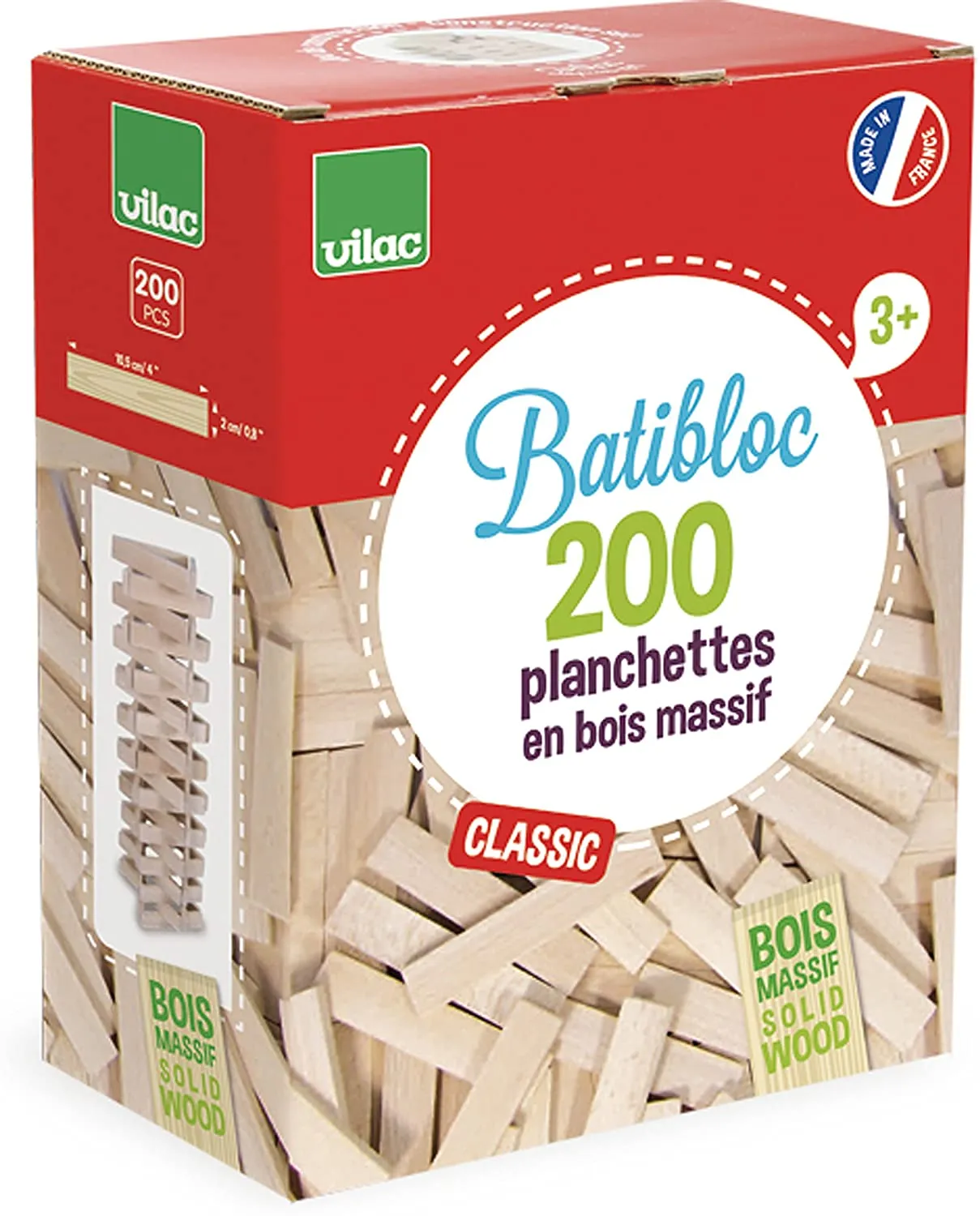 Wooden Construction Toys Classic 200 Pieces Set