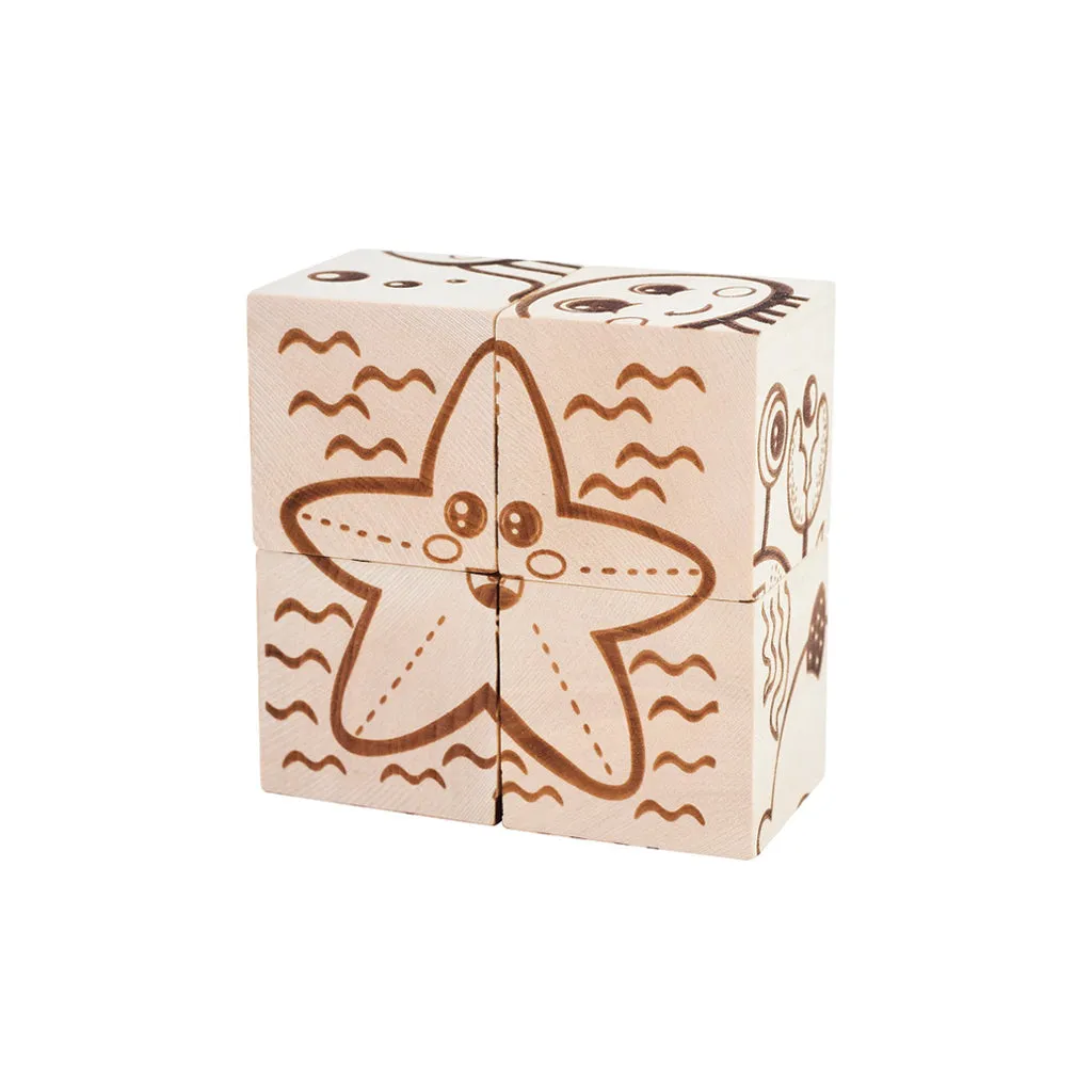 Wooden Cube Puzzle - Sea Creatures