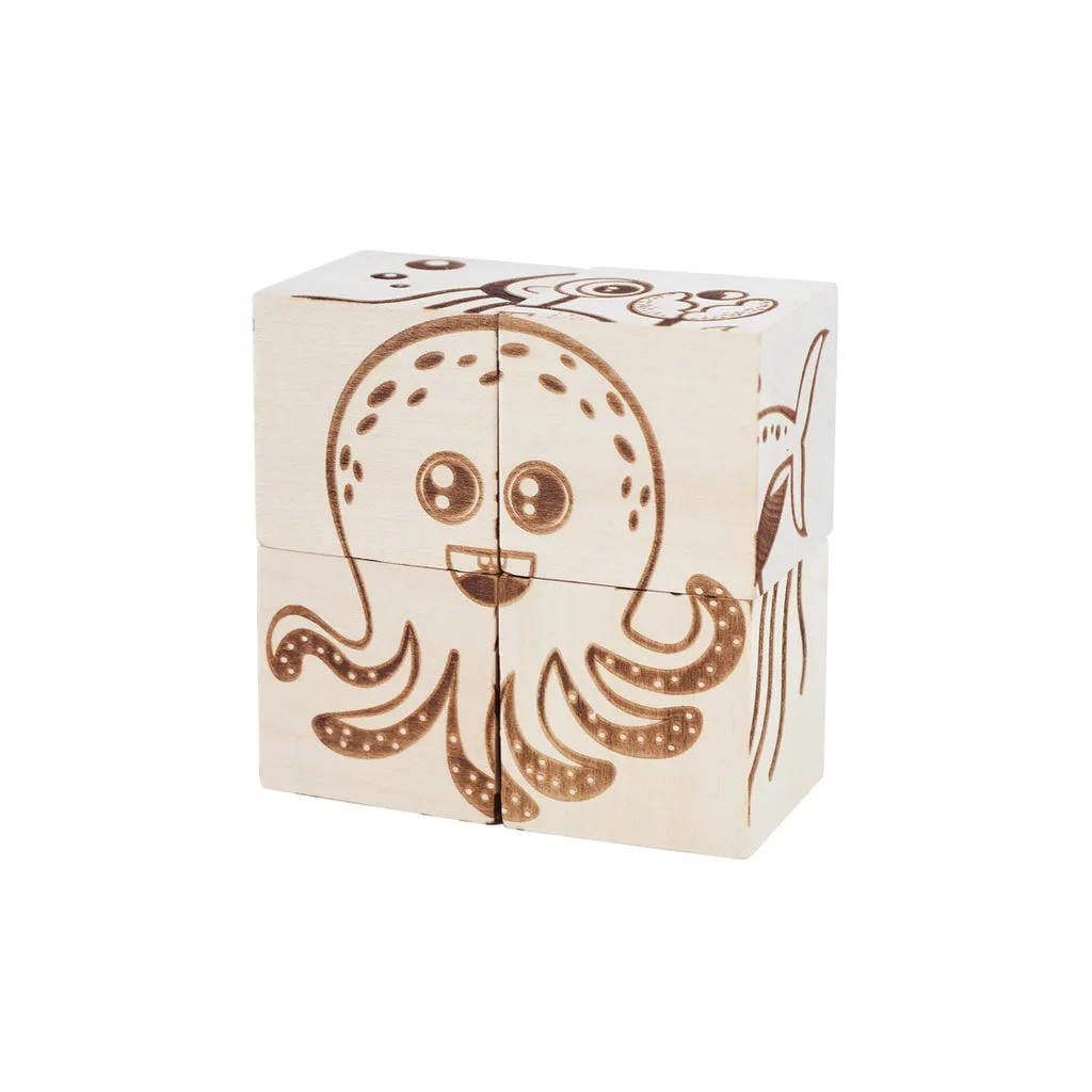 Wooden Cube Puzzle - Sea Creatures