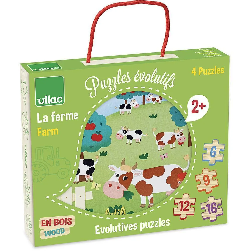 Wooden Farm Progressive Puzzles by Vilac