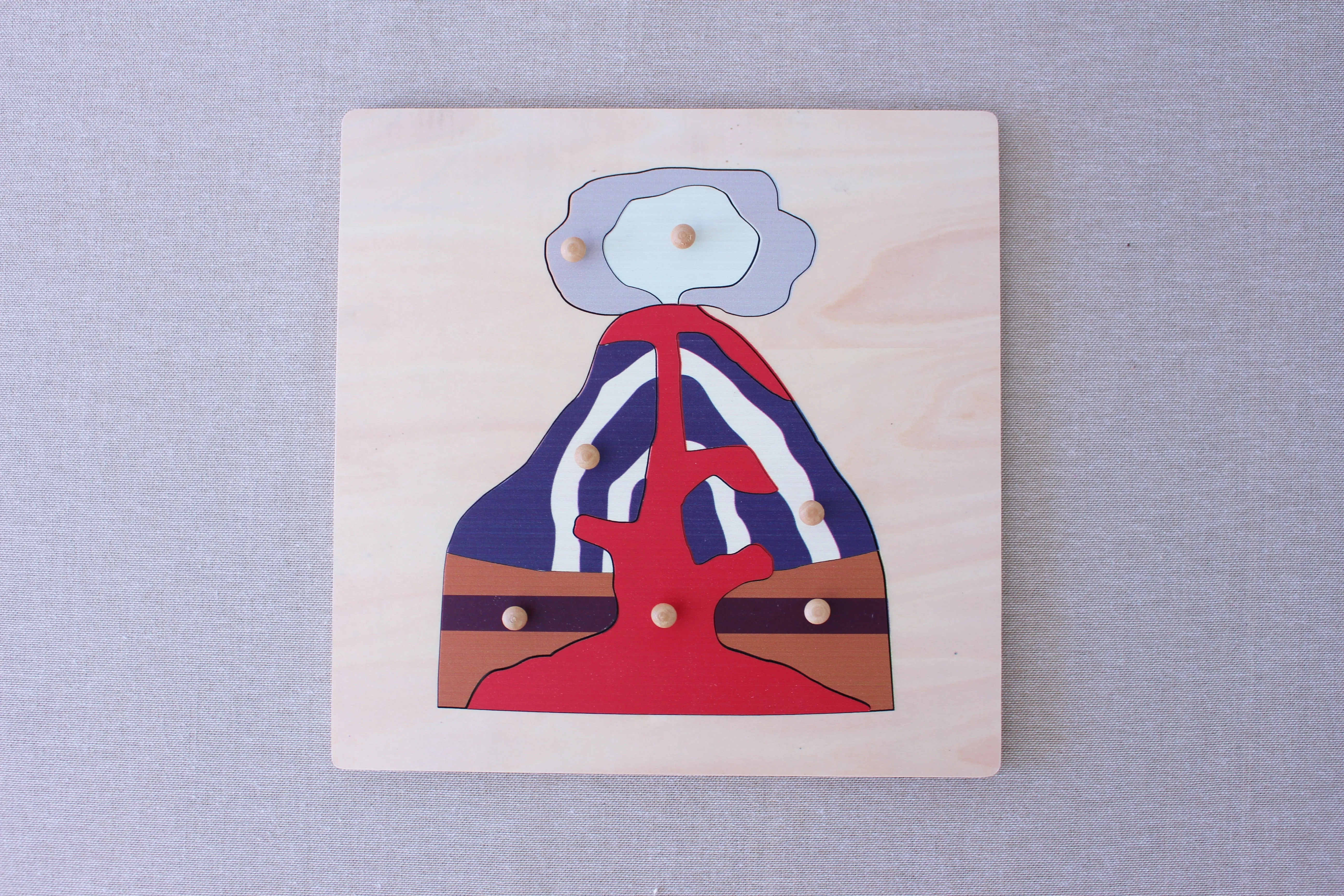 Wooden Knobbed Puzzle - Inside the Volcano