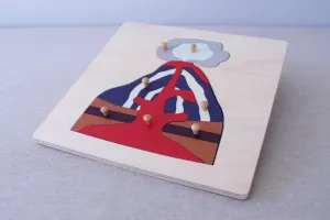 Wooden Knobbed Puzzle - Inside the Volcano